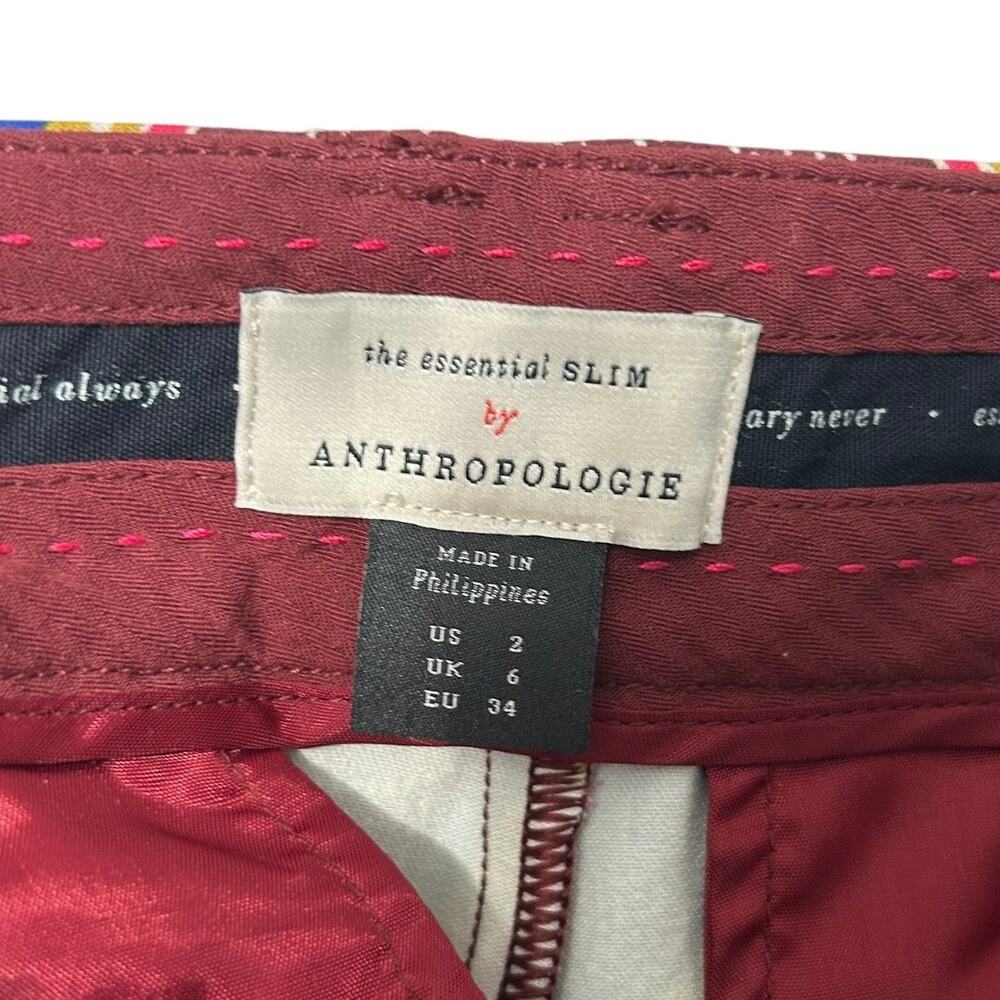 Anthropologie The Essential Slim Cropped Pants Womens Sz 2 Retro Geometric Print - Picture 3 of 7